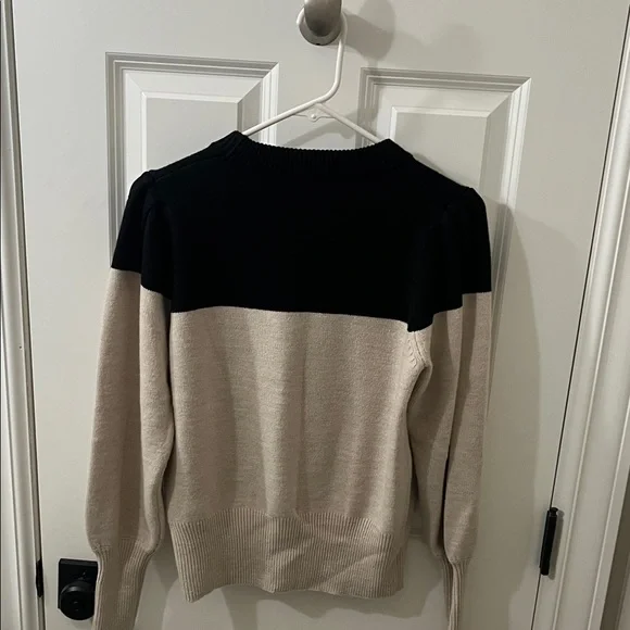 French Connection Black and Cream Crew Neck Sweater - Picture 3 of 3